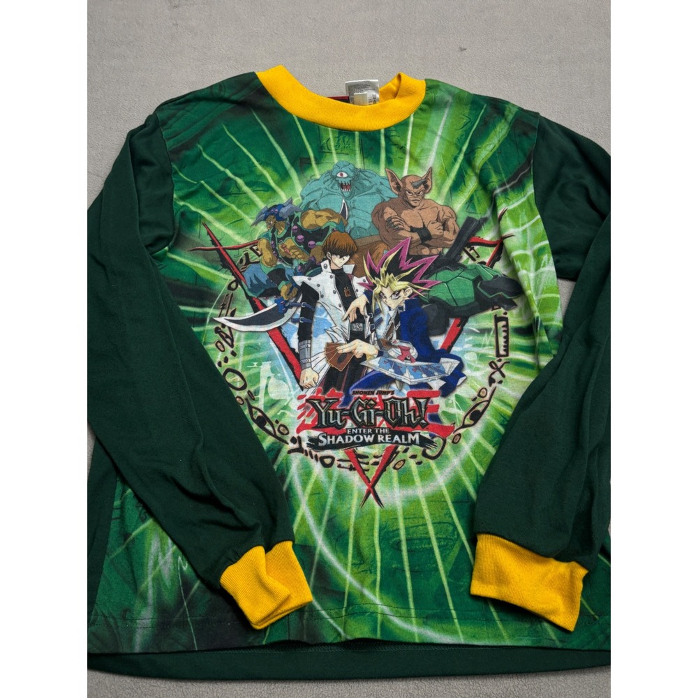 VTG Yu-Gi-Oh! Enter the Shadow Realm Boys Long Sleeve Shirt Green Size 12/14